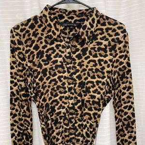 Button down leopard print maxi dress